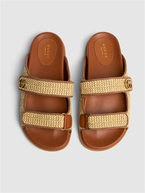 gucci raffia slides|gucci moritz leather athletic sandals.